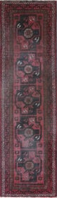 One Of The Kind Hand-Knotted Persian Wool Rug _ Luxurious Vintage Design, 10'8' x 3'2", Artisan
