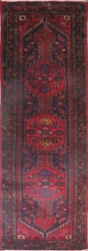 One Of The Kind Hand-Knotted Persian Wool Rug _ Luxurious Vintage Design, 10'7" x 3'4", Artisan