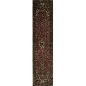 One Of The Kind Hand-Knotted Persian Wool Rug _ Luxurious Vintage Design, 10'7" x 2'8", Artisan