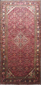 One Of The Kind Hand-Knotted Persian Wool Rug _ Luxurious Vintage Design, 10'5" x 5'2", Artisan