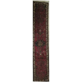 One Of The Kind Hand-Knotted Persian Wool Rug _ Luxurious Vintage Design, 10'5" x 2'6", Artisan