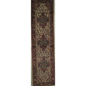 One Of The Kind Hand-Knotted Persian Wool Rug _ Luxurious Vintage Design, 10'5" x 2'6", Artisan