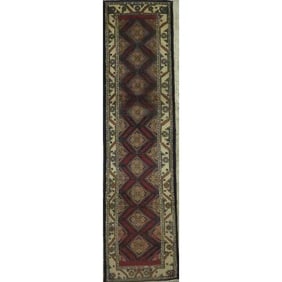 One Of The Kind Hand-Knotted Persian Wool Rug _ Luxurious Vintage Design, 10'5" x 2'6", Artisan