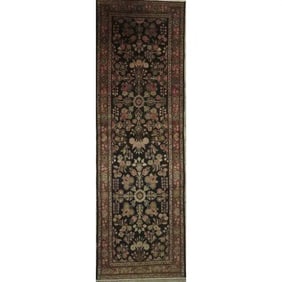One Of The Kind Hand-Knotted Persian Wool Rug _ Luxurious Vintage Design, 10'5" x 2'6", Artisan