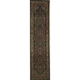 One Of The Kind Hand-Knotted Persian Wool Rug _ Luxurious Vintage Design, 10'5" x 2'6", Artisan