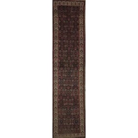 One Of The Kind Hand-Knotted Persian Wool Rug _ Luxurious Vintage Design, 10'5" x 2'6", Artisan