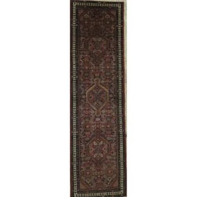 One Of The Kind Hand-Knotted Persian Wool Rug _ Luxurious Vintage Design, 10'5" x 2'6", Artisan