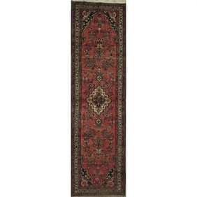 One Of The Kind Hand-Knotted Persian Wool Rug _ Luxurious Vintage Design, 10'5" x 2'6", Artisan