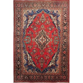 One Of The Kind Hand-Knotted Persian Wool Rug _ Luxurious Vintage Design, 10'4" x 6'9", Artisan