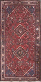 One Of The Kind Hand-Knotted Persian Wool Rug _ Luxurious Vintage Design, 10'4" x 3'7", Artisan
