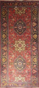 One Of The Kind Hand-Knotted Persian Wool Rug _ Luxurious Vintage Design, 10'3" x 4'5", Artisan