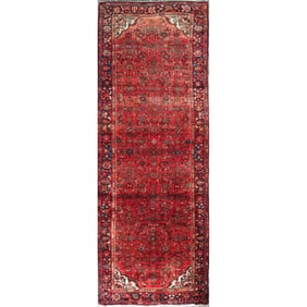 One Of The Kind Hand-Knotted Persian Wool Rug _ Luxurious Vintage Design, 10'3" x 3'8", Artisan