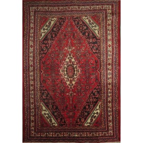One Of The Kind Hand-Knotted Persian Wool Rug _ Luxurious Vintage Design, 10'2" x 6'6", Artisan