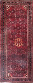 One Of The Kind Hand-Knotted Persian Wool Rug _ Luxurious Vintage Design, 10'2" x 3'7", Artisan