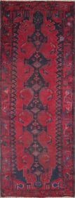 One Of The Kind Hand-Knotted Persian Wool Rug _ Luxurious Vintage Design, 10'2" x 3'7", Artisan