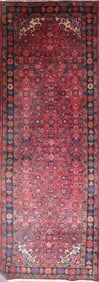One Of The Kind Hand-Knotted Persian Wool Rug _ Luxurious Vintage Design, 10'0" x 3'3", Artisan