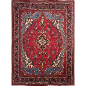 One Of The Kind Hand-Knotted Persian Wool Rug _ Luxurious Vintage Design, 10' x 7'3", Artisan
