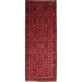 One Of The Kind Hand-Knotted Persian Wool Rug _ Luxurious Vintage Design, 9'8" x 3'8"", Artisan