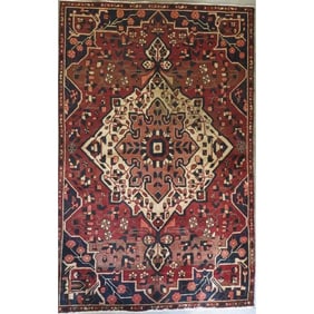 One Of The Kind Hand-Knotted Persian Wool Rug _ Luxurious Vintage Design, 10'11" x 8'8", Artisan