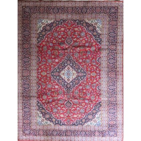 One Of The Kind Hand-Knotted Persian Wool Rug _ Luxurious Vintage Design, 13'1" x 9'8", Artisan