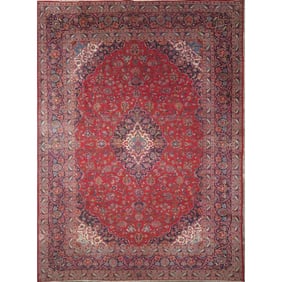 One Of The Kind Hand-Knotted Persian Wool Rug _ Luxurious Vintage Design, 13'1" x 9'4", Artisan