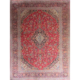One Of The Kind Hand-Knotted Persian Wool Rug _ Luxurious Vintage Design, 13'0" x 9'8", Artisan