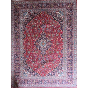 One Of The Kind Hand-Knotted Persian Wool Rug _ Luxurious Vintage Design, 12'9" x 10'0", Artisan