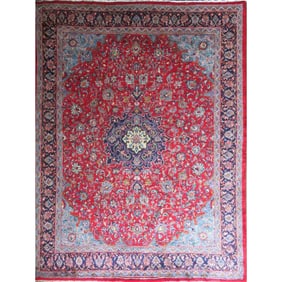 One Of The Kind Hand-Knotted Persian Wool Rug _ Luxurious Vintage Design, 12'8" X 9'8", Artisan