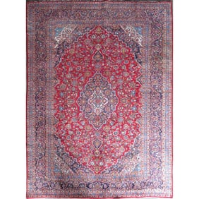 One Of The Kind Hand-Knotted Persian Wool Rug _ Luxurious Vintage Design, 12'8" X 9'5", Artisan