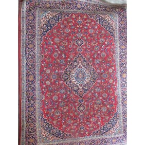 One Of The Kind Hand-Knotted Persian Wool Rug _ Luxurious Vintage Design, 12'8" X 9'10", Artisan
