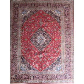 One Of The Kind Hand-Knotted Persian Wool Rug _ Luxurious Vintage Design, 12'6" X 9'9", Artisan