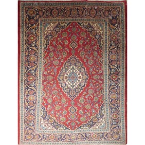 One Of The Kind Hand-Knotted Persian Wool Rug _ Luxurious Vintage Design, 12'6" X 9'2", Artisan