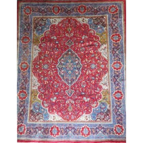One Of The Kind Hand-Knotted Persian Wool Rug _ Luxurious Vintage Design, 12'5" X 9'9", Artisan