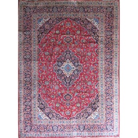 One Of The Kind Hand-Knotted Persian Wool Rug _ Luxurious Vintage Design, 12'10" X 9'6", Artisan