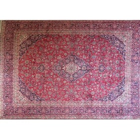 One Of The Kind Hand-Knotted Persian Wool Rug _ Luxurious Vintage Design, 12'10" X 9'6", Artisan