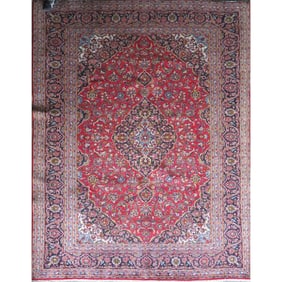 One Of The Kind Hand-Knotted Persian Wool Rug _ Luxurious Vintage Design, 12'1" X 9'4", Artisan