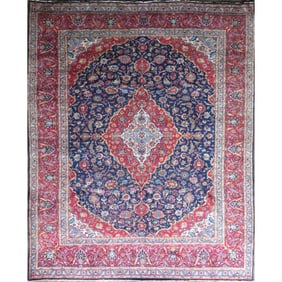 One Of The Kind Hand-Knotted Persian Wool Rug _ Luxurious Vintage Design, 11'6" X 9'5", Artisan