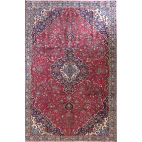 One Of The Kind Hand-Knotted Persian Wool Rug _ Luxurious Vintage Design, 10'7" X 6'7", Artisan