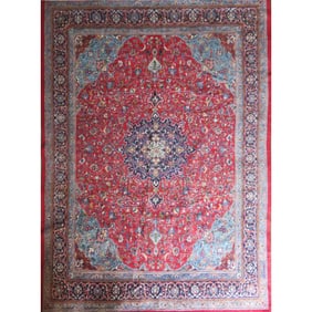 One Of The Kind Hand-Knotted Persian Wool Rug _ Luxurious Vintage Design, 13'7" x 9'7", Artisan