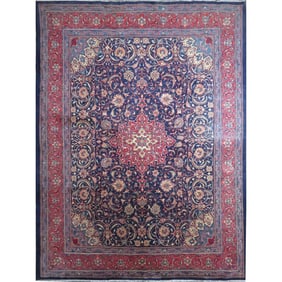 One Of The Kind Hand-Knotted Persian Wool Rug _ Luxurious Vintage Design, 13'3" x 9'7", Artisan