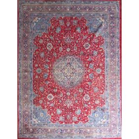 One Of The Kind Hand-Knotted Persian Wool Rug _ Luxurious Vintage Design, 13'1" x 9'8", Artisan
