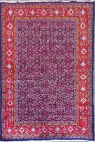 One Of The Kind Hand-Knotted Persian Wool Rug _ Luxurious Vintage Design, 10'7" x 7', Artisan