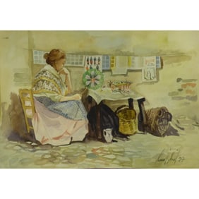 Spanish Watercolor Painting Said Ramil Canvas Ready To Hang For Home Wall Art Decoration 13" X 9"