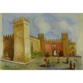 Spanish Watercolor Painting Said Ramil Canvas Ready To Hang For Home Wall Art Decoration 13" X 9"