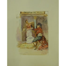 Spanish Watercolor Painting Said Ramil Canvas Ready To Hang For Home Wall Art Decoration 13" X 9"