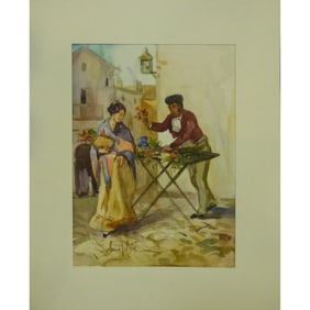 Spanish Watercolor Painting Said Ramil Canvas Ready To Hang For Home Wall Art Decoration 13" X 9"