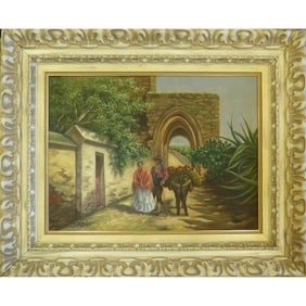 Spanish Oil Painting By Ba. Alboano Ready To Hang For Home Wall Art Decoration 37" X 31" Abcp-267