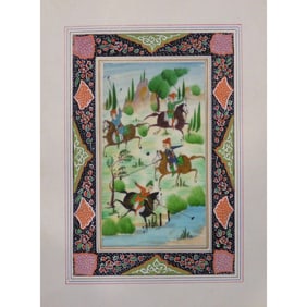 Persian Miniature Handmade With Unique Design And Colorful Authentic Art 7" X 9.5" Abcpm0142