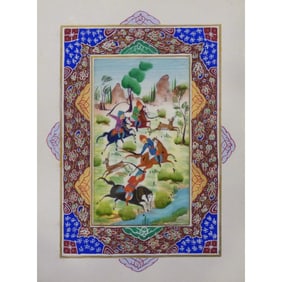 Persian Miniature Handmade With Unique Design And Colorful Authentic Art 7" X 9.5" Abcpm0129