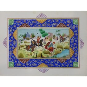 Persian Miniature Handmade With Unique Design And Colorful Authentic Art 7" X 9.5" Abcpm0123